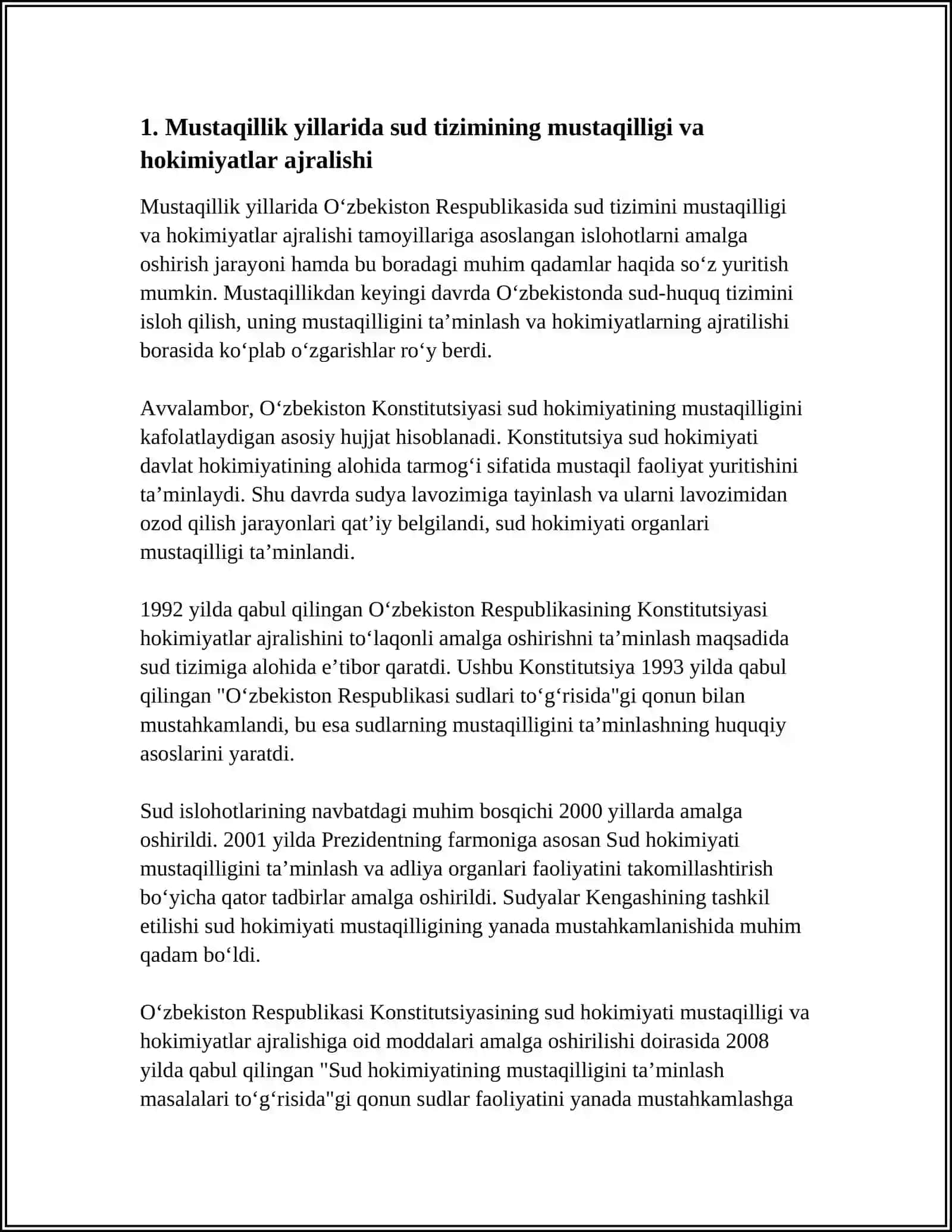 MUSTAQILLIK YILLARDA SUD SOHASIDAGI ISLOHOTLAR 3