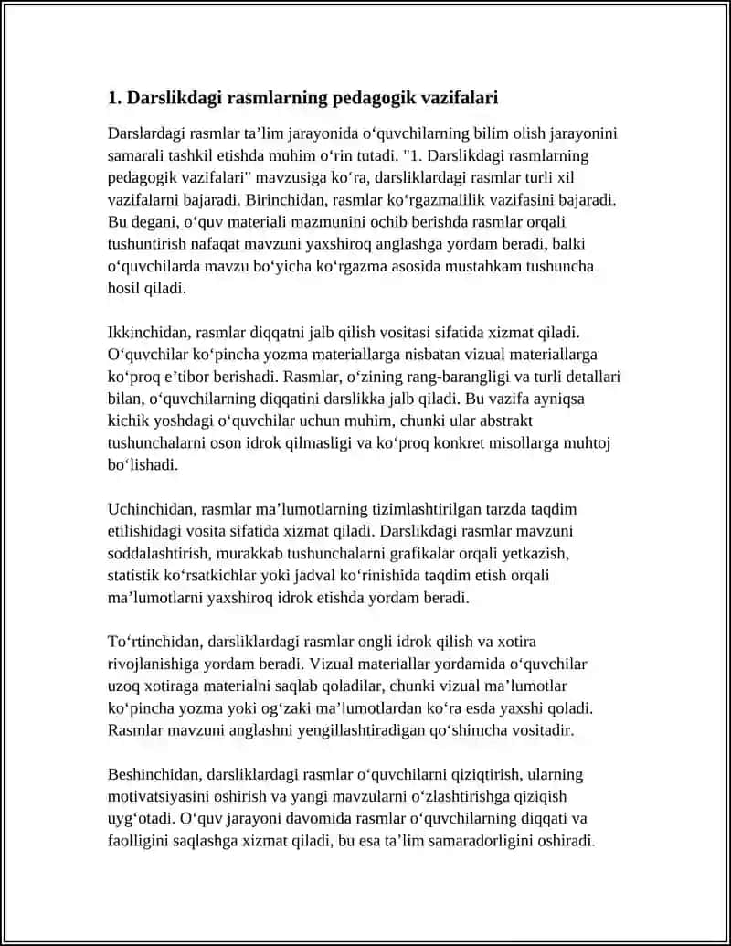 DARSLIGDAGI RASMLARNING DIDAKTIK RO‘LI 4 3
