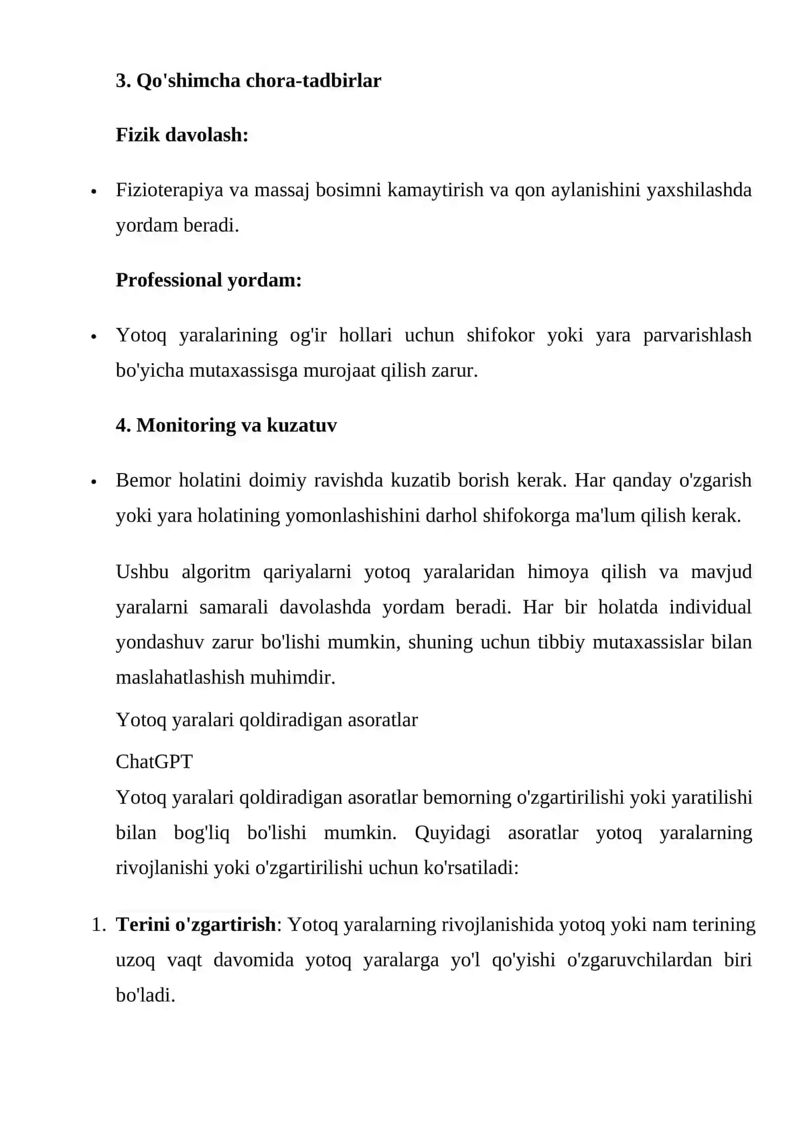 Yotoq yaralari boʻlgan qariyalarni parvarishlash algoritm 3