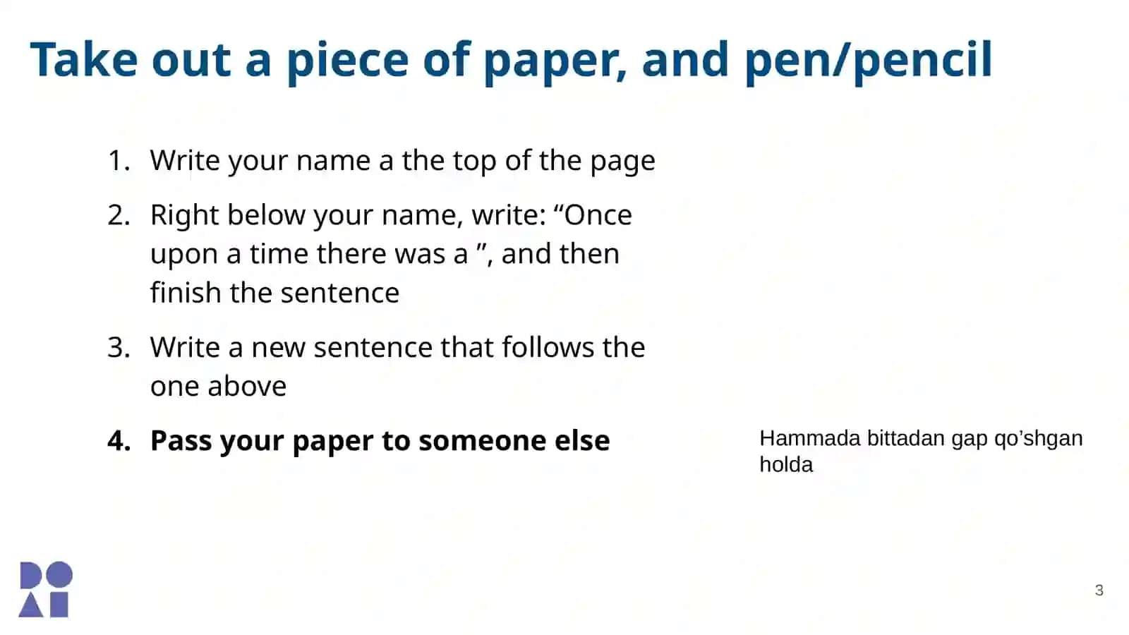 Hammada bittadan gap qo’shgan holda 3