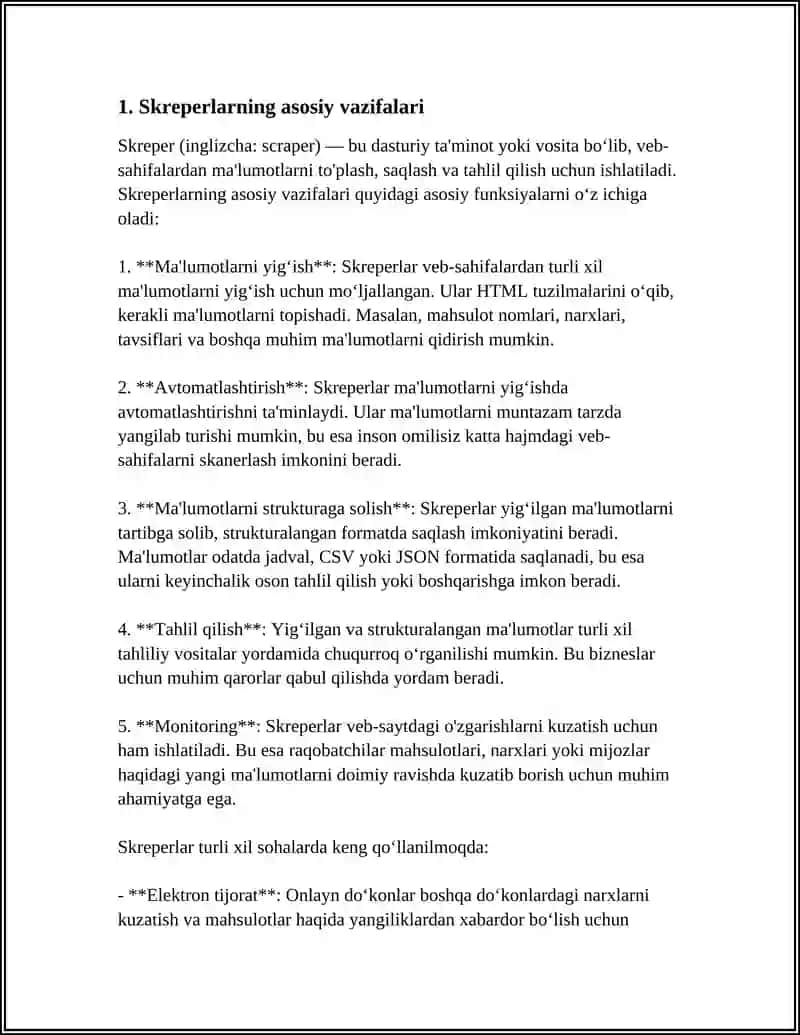 Skreperlarning asosiy vazifalari 3