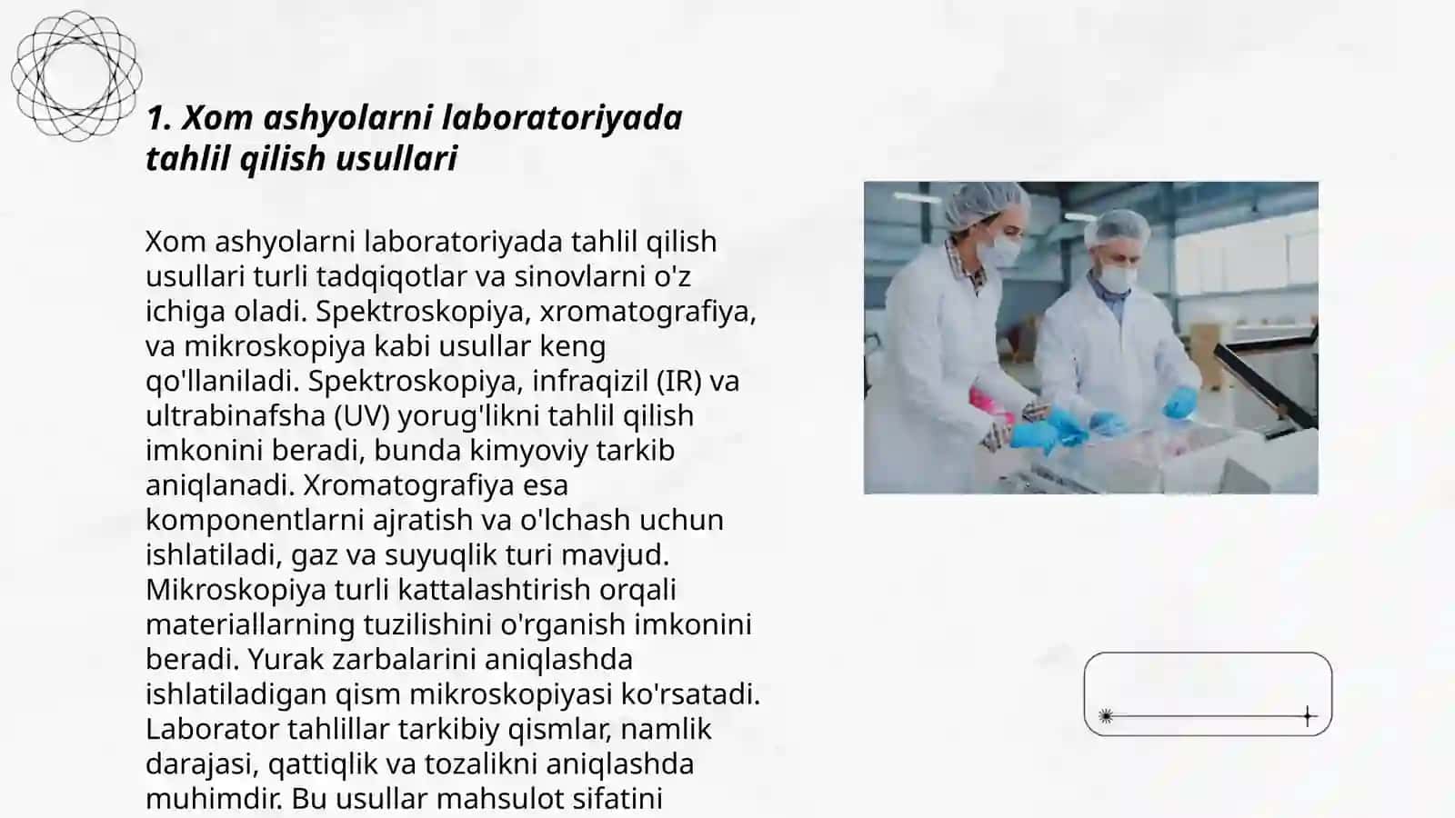 Xom ashyo va tayyor mahsulotlarni labaratoriya diagnostikasidan õtkazish va sanitariya jihatdan baholash 3