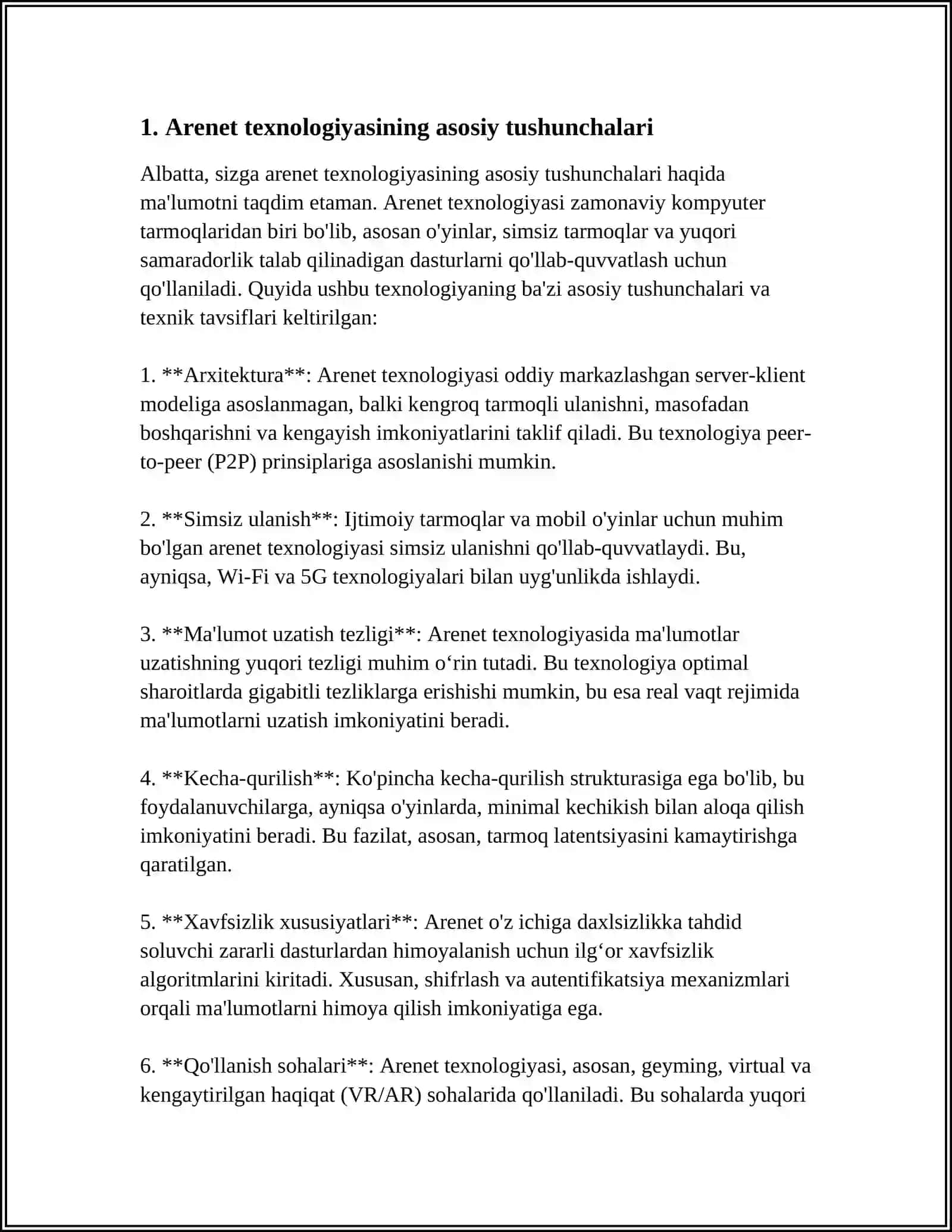 ARENET TEXNALOGIYASI.(FIZIK QATLAM,PROTOKOLLAR,USKUNALAR) 3