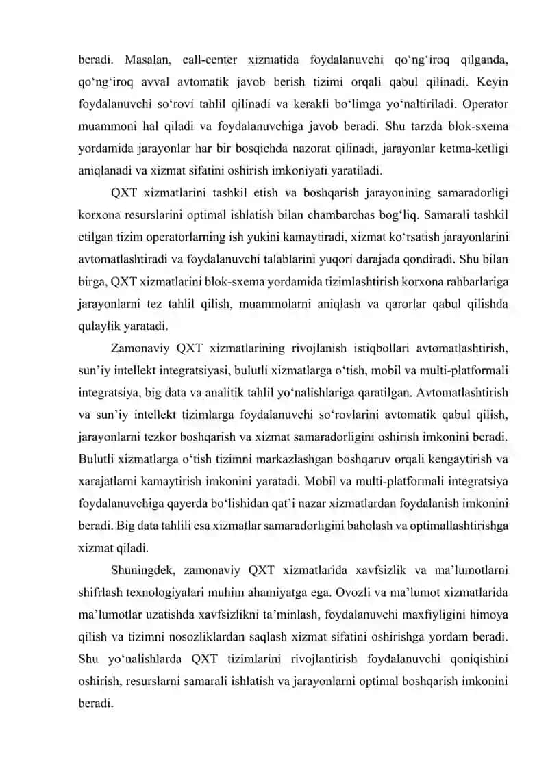 QXT xizmatlarini tashkil etish va boshqarish blok-sxemasini ishlab chiqish 3