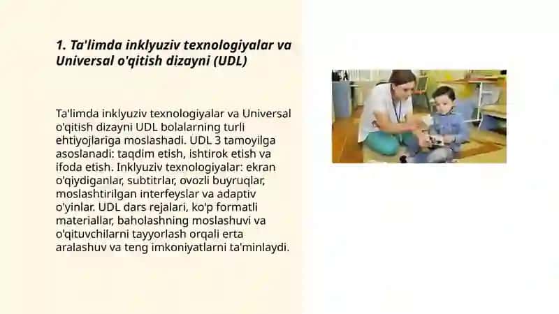 Ta'limiy tashkilotlarda alohida yordamga muhtoj bolalarni ta'lim olishini qo'llab quvvatlash texnologiyalari 3