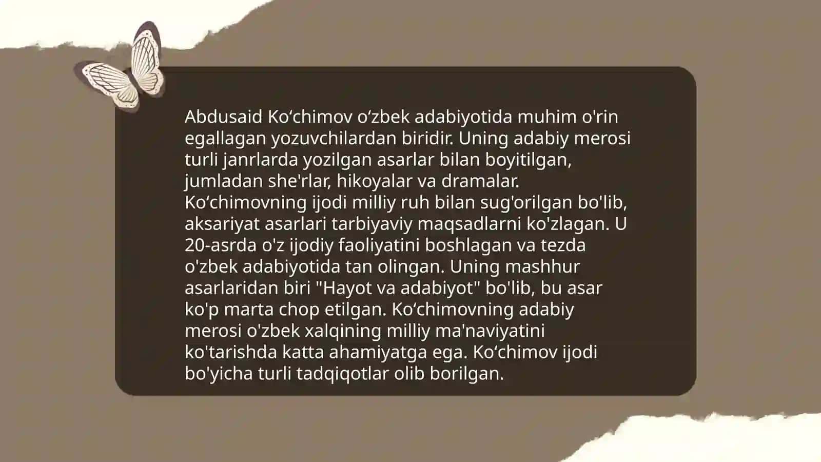 Abdusaid Koʻchimov "Boychechak", "Hovlidagi maydoncha" hikoyalari 3