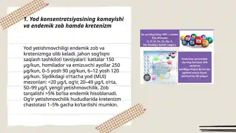Biogen elementlar konsentratsiyasi o'zgarishi bilan bog'liq endemik va kasb kasalliklari 3
