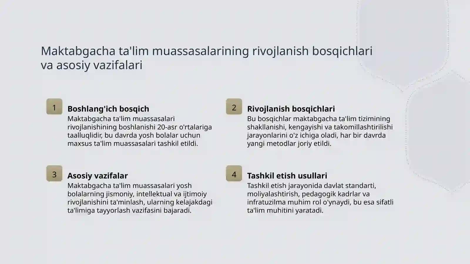 Maktabgacha ta'lim tashkilotlari va ularni tashkil etish 3