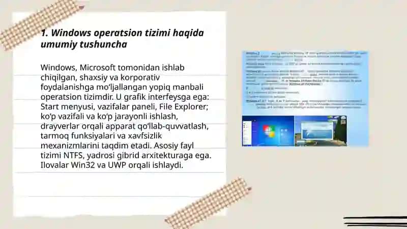 Windows operatsion tizimi haqida umumiy tushuncha 3