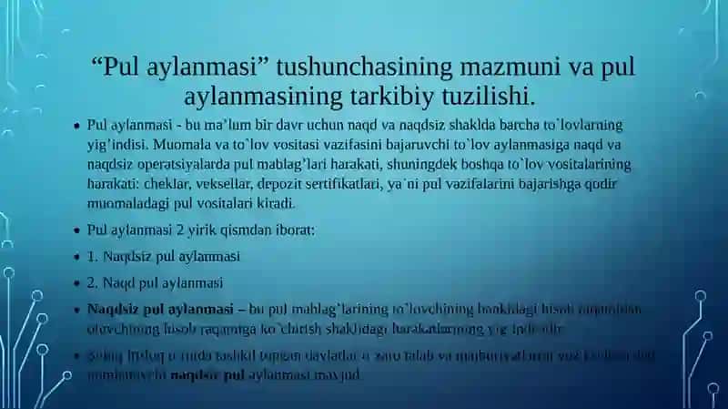Pul aylanmasi va uning tarkibi 3