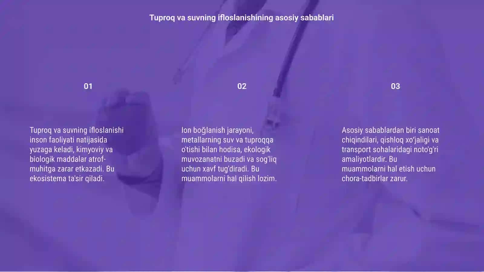 Tuproq va suvning ifloslanishi va ion boğlanish 3