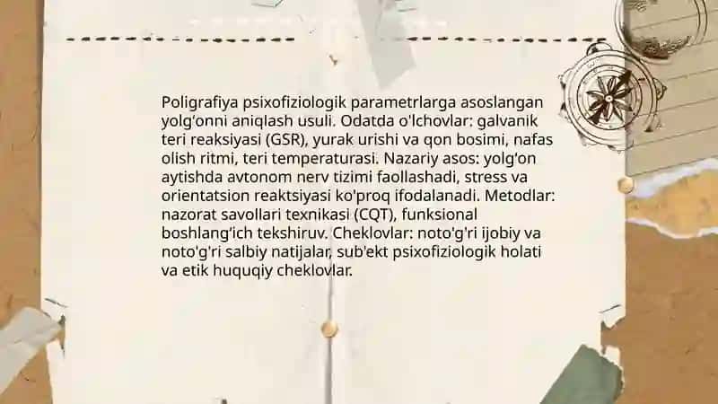 Poligrafiya va uning psixofiziologik asoslari (yolg'onni aniqlash) 3