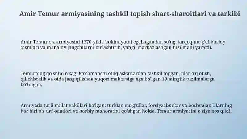 Amir Temur Davlatida Qo'shin Tuzish 3