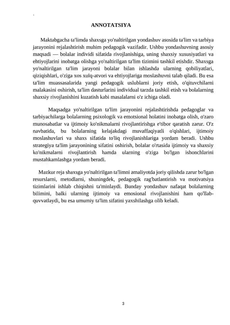 Shaxsga yoʼnaltirilgan yondashuv asosida taʼlim va tarbiya jarayonini rejalashtirish 3