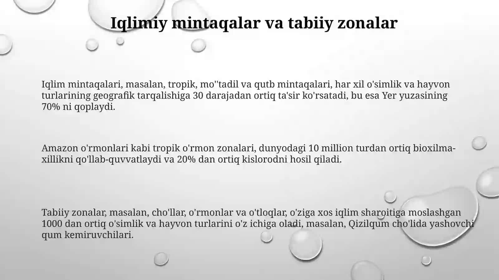 Iqlim mintaqalari kesmidagi tabiat zonalardagi tirik organizmlarning tarqalishi 3