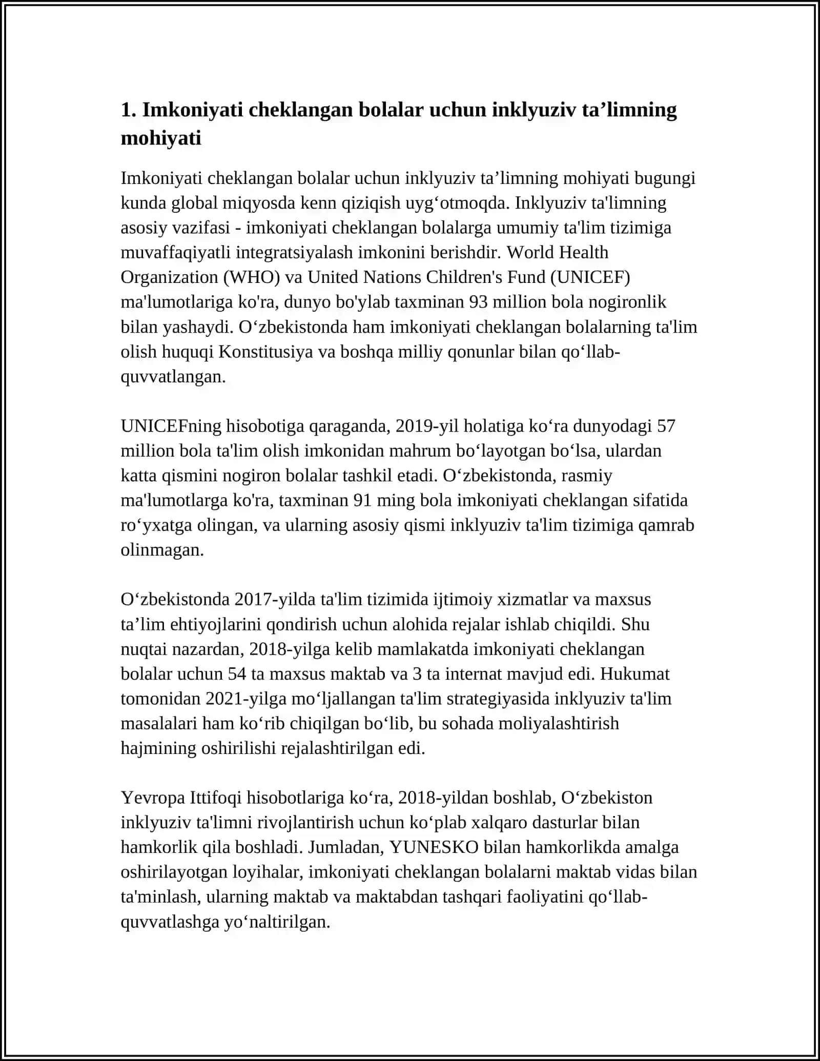 IMKONIYATI CHEKLANGAN BOLALARNI INKLYUZIV TAʼLIMGA JALB ETISHNING NAZARIY ASOSLARI 3