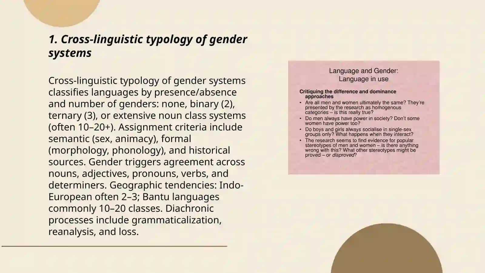 Typology of Gender linguistics in comparative languages 3