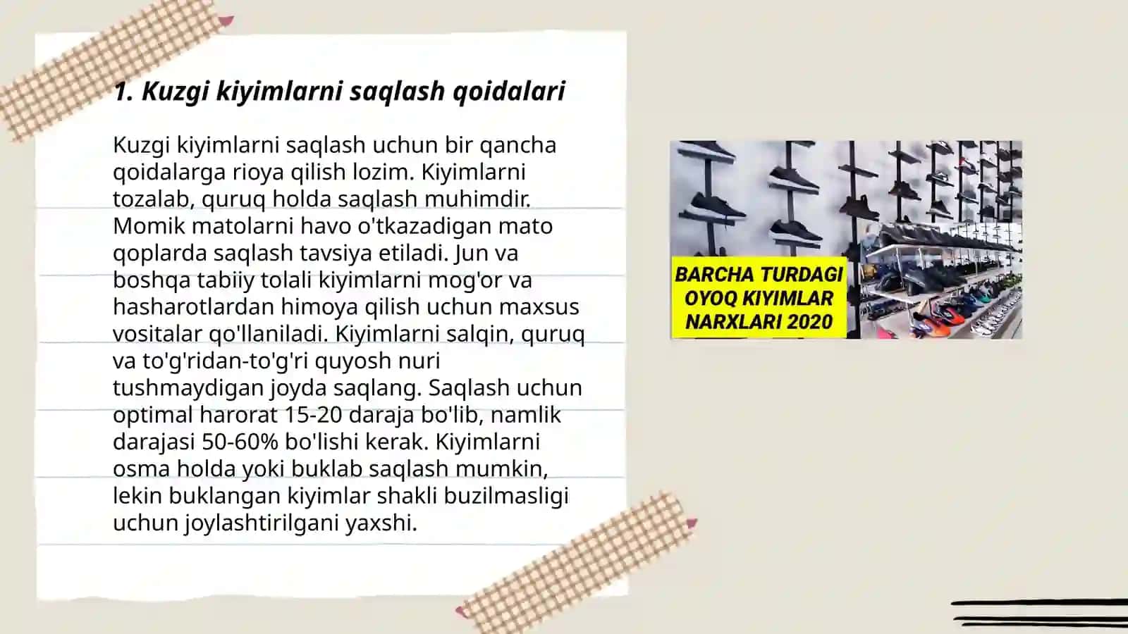 Ustki kiyimlar hamda oyoq kiyimlarini saqlash qoidalari 3