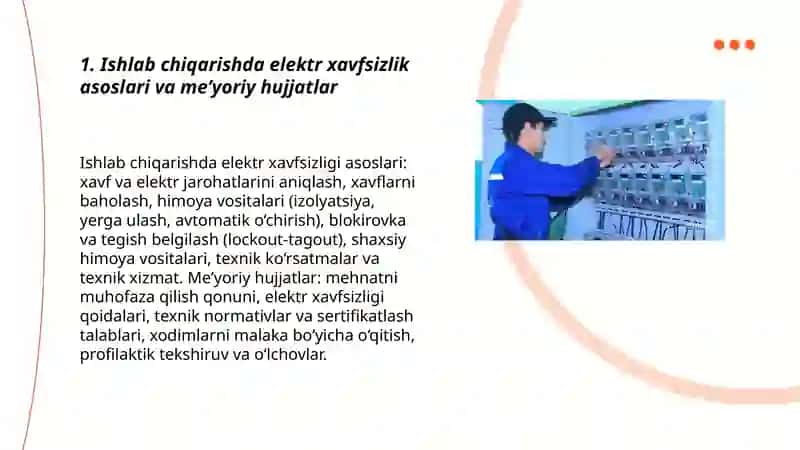 Ishlab chiqarishda elektr xavfsizlik 3