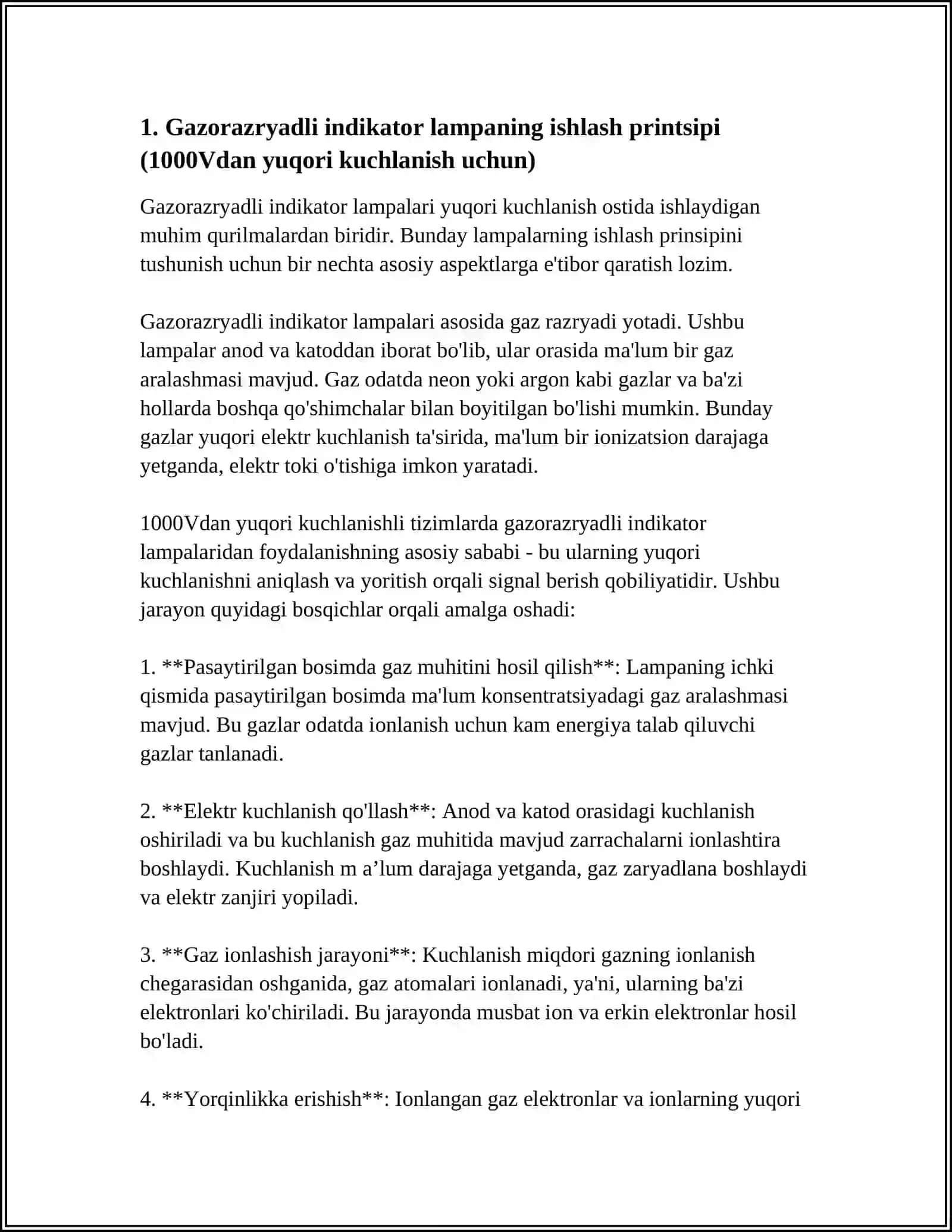 1000VDAN YUQORI KUCHLANISHNI KO'RSATUVCHI GAZORAZRYADLI INDIKATOR LAMPALI ASBOBLAR 3