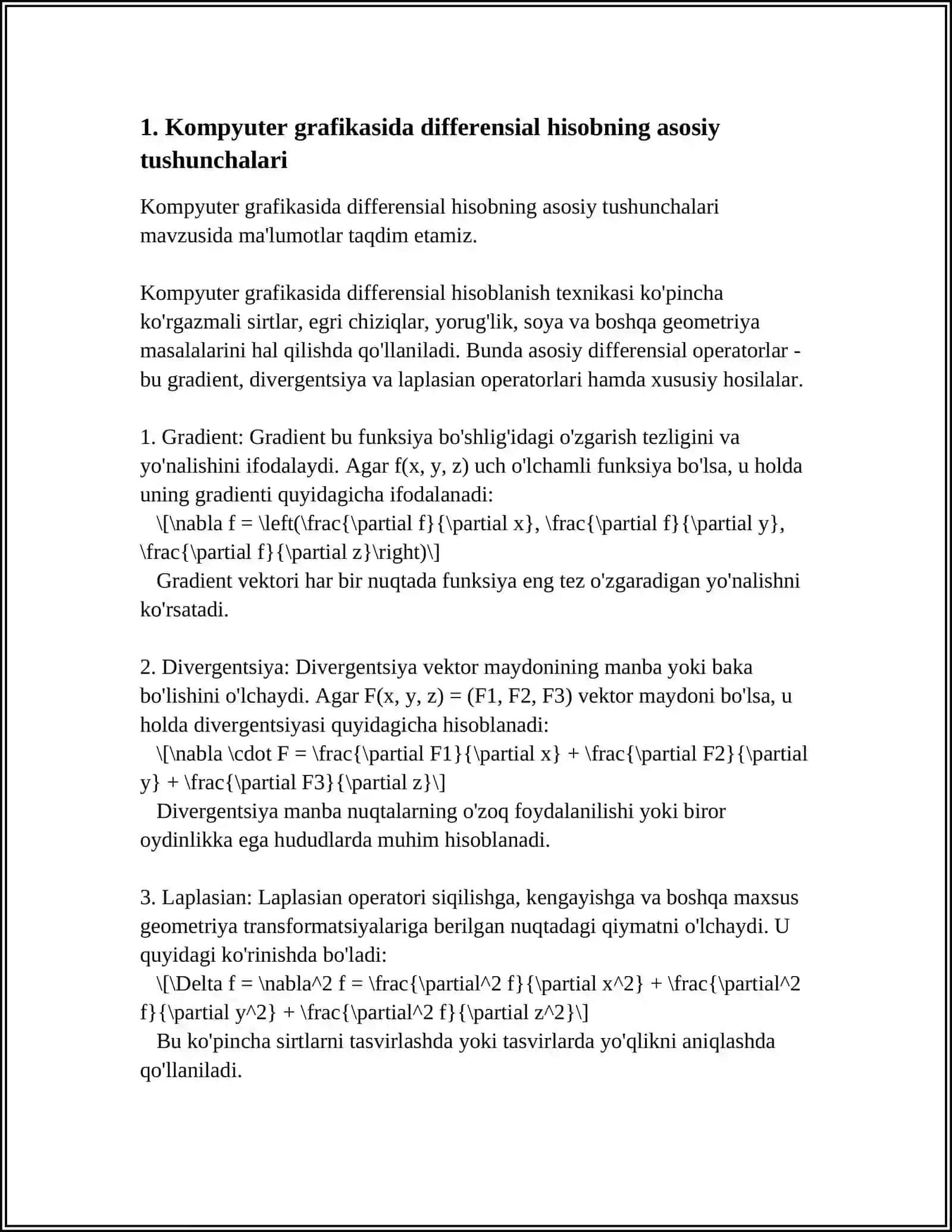 KOMPYUTOR GRAFIGIDA DIFFERINSIAL HISOB TATBİQLARI 3