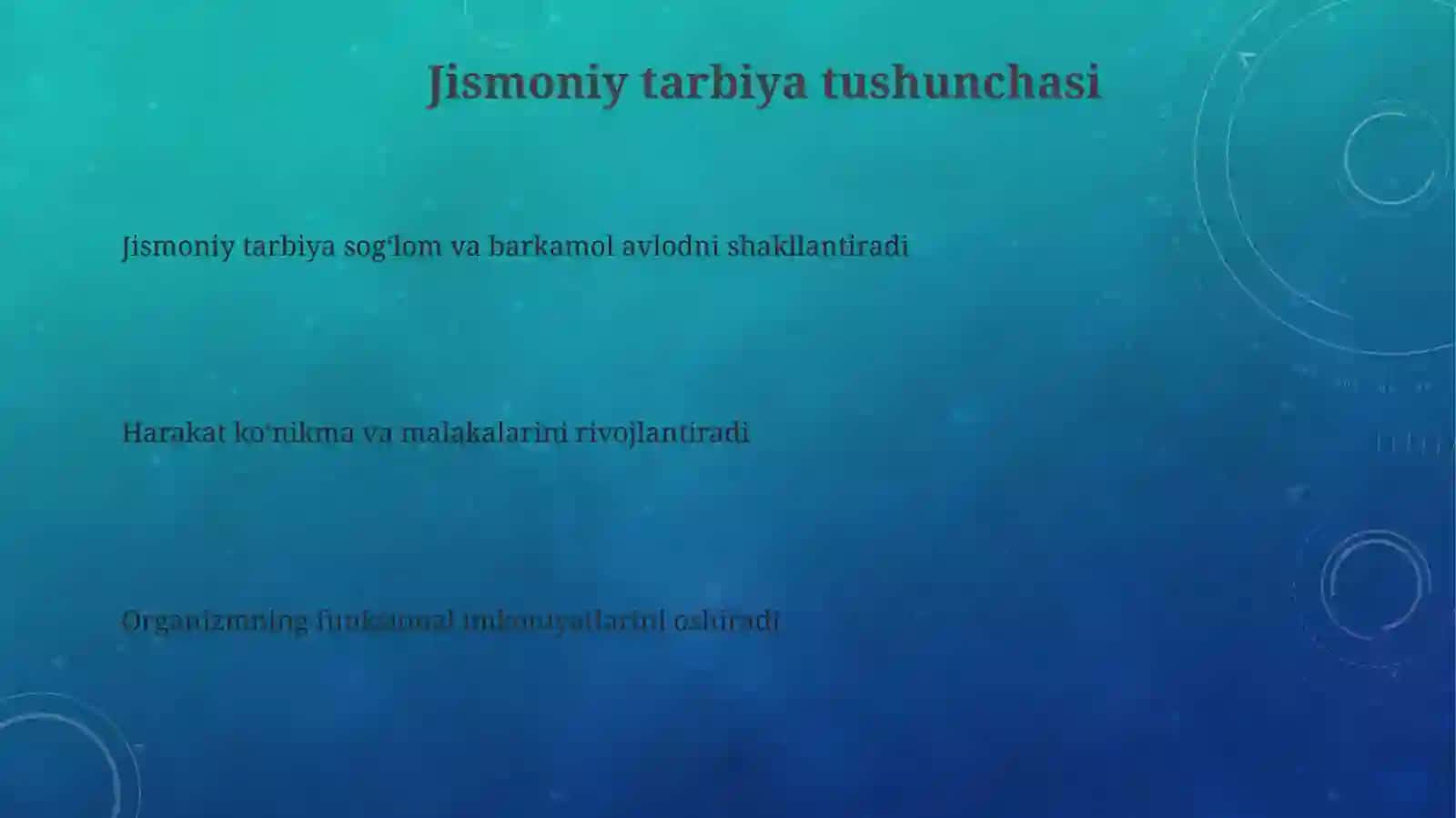 Jismoniy tarbiyaning vositalari, jismoniy mashqlar 3