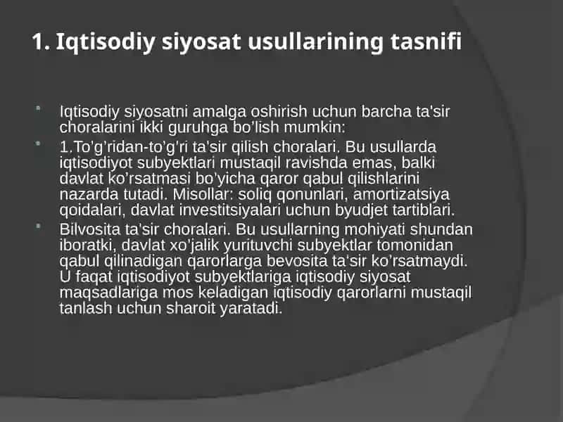 IQTISODIY SIYOSATNI ISHLAB CHIQISH VOSITALARI VA CHEKLOVLAR 3