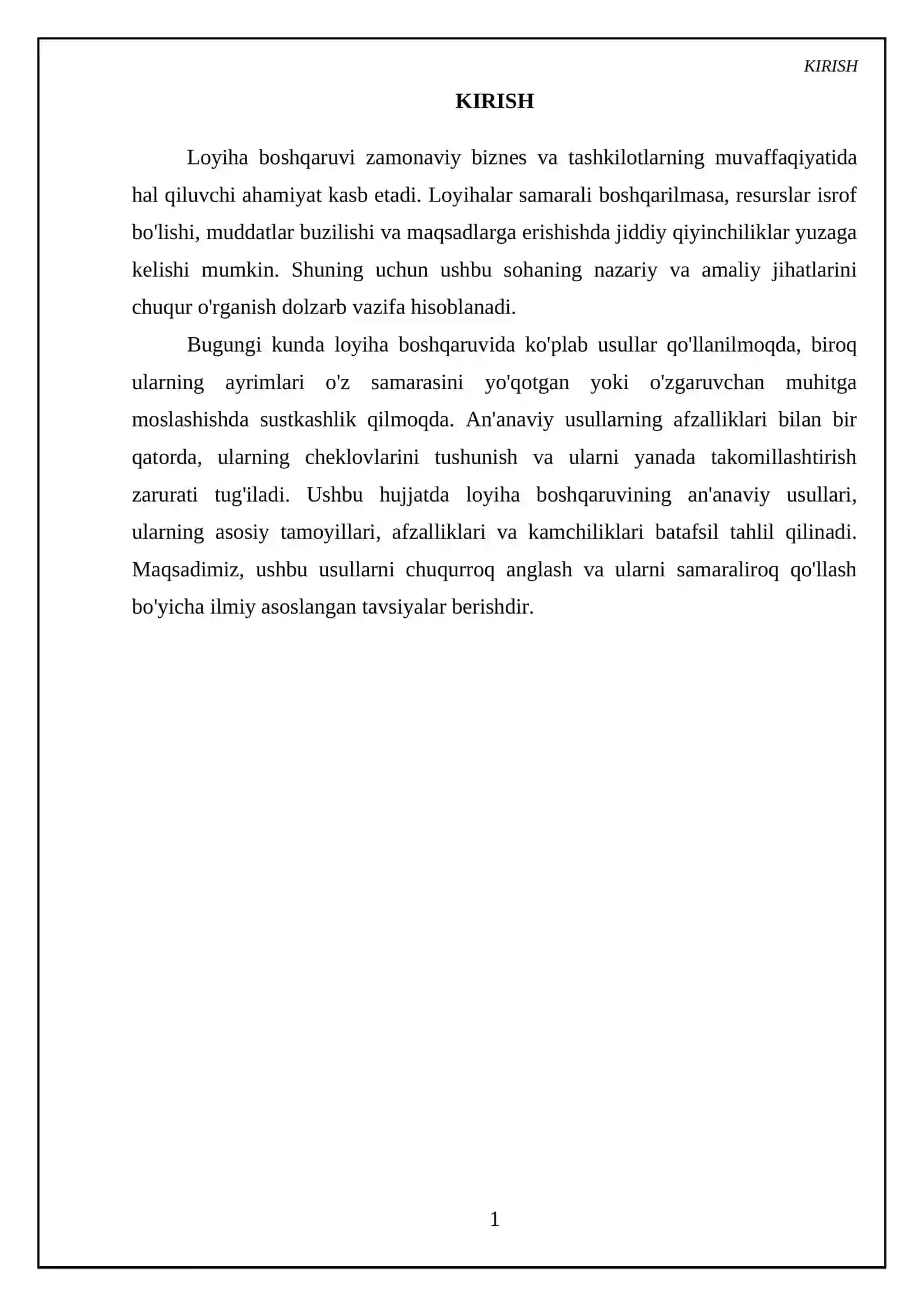 Loyiha boshqaruvining ananaviy usullari 3