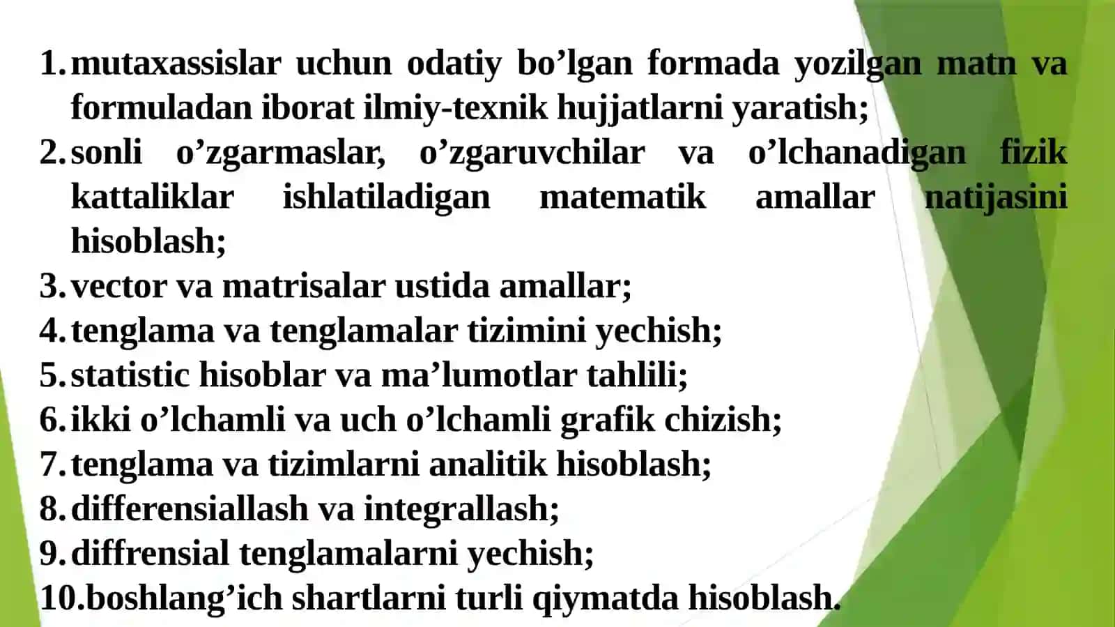 Tizimlarda issiqlik energiyasi bilan bog’liq masalalarni tahlil qilish usullarini qo'llash. MathCad tizimida ishlash texnologiyalari 3