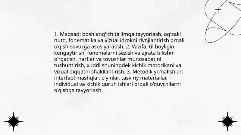 Savod oʻrgatish tayyorlov davri 3