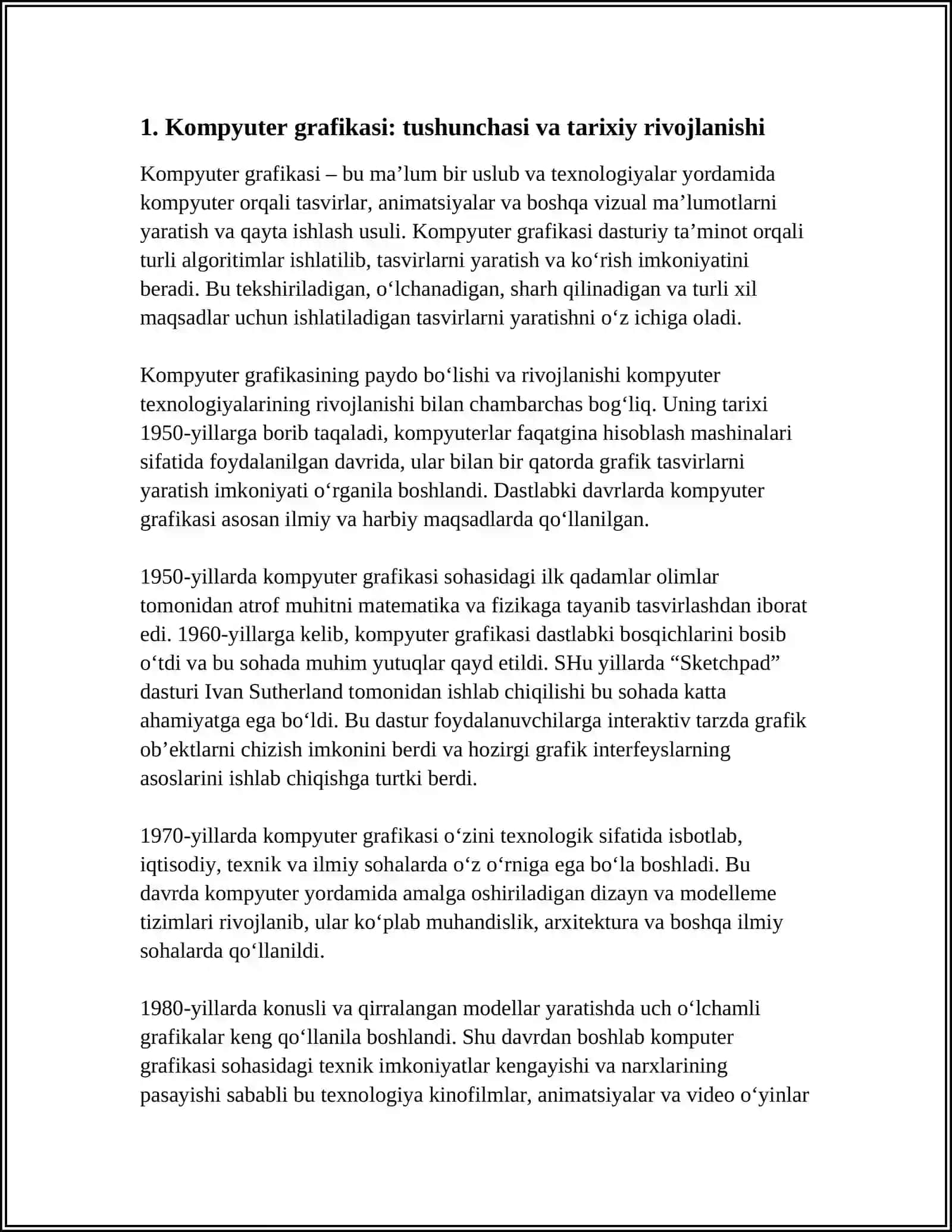 KOMPYUTER GRAFIKASI VA UNING TURLARI 3
