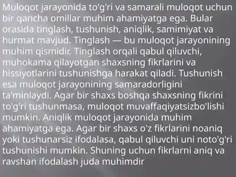 Muloqot jarayonlari va muhokama 3