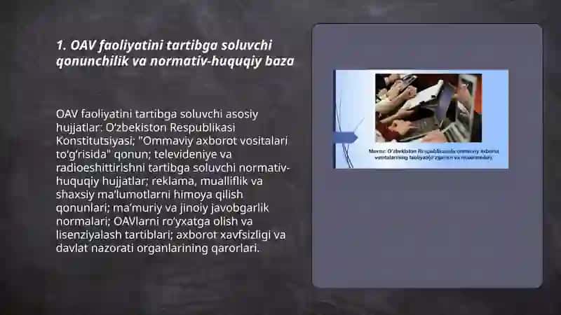 OAV faoliyatini tartibga soluvchi qonunchilik va normativ-huquqiy baza 3