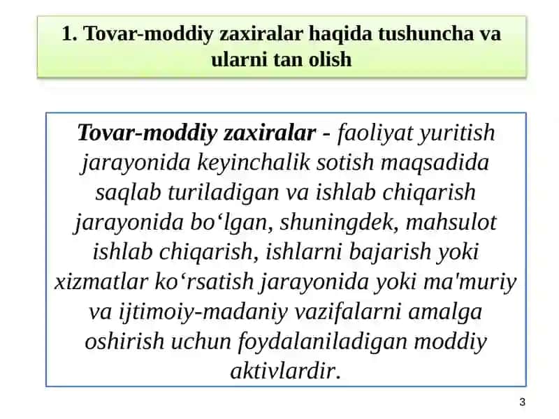 Tovar-moddiy zaxiralar haqida tushunchalar nitanolish 3