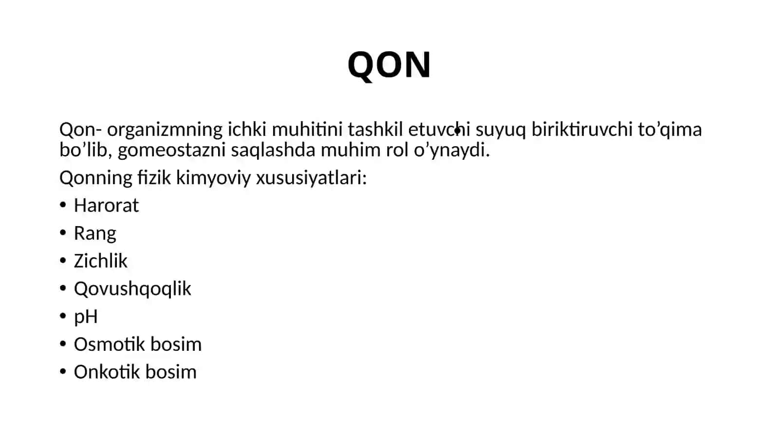 Qonning fizik kimyoviy xususiyatlari va ularning o'zgarishlari 3