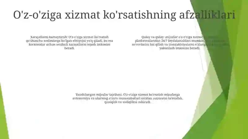 O'Z-'Oziga Xizmat Ko'Rsatish 3