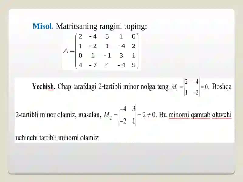 MATRITSA RANGI. TESKARI MATRITSA 3