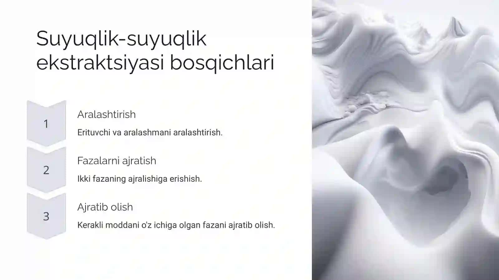 Suyuq organik moddalarni tozalash usuli - Ekstraktsiya 3