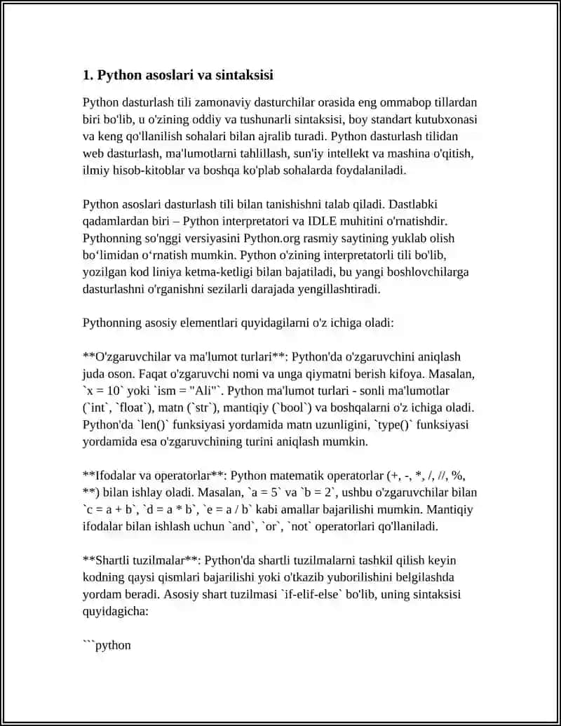 DASTURLASH TURLARI, PYTHON 3