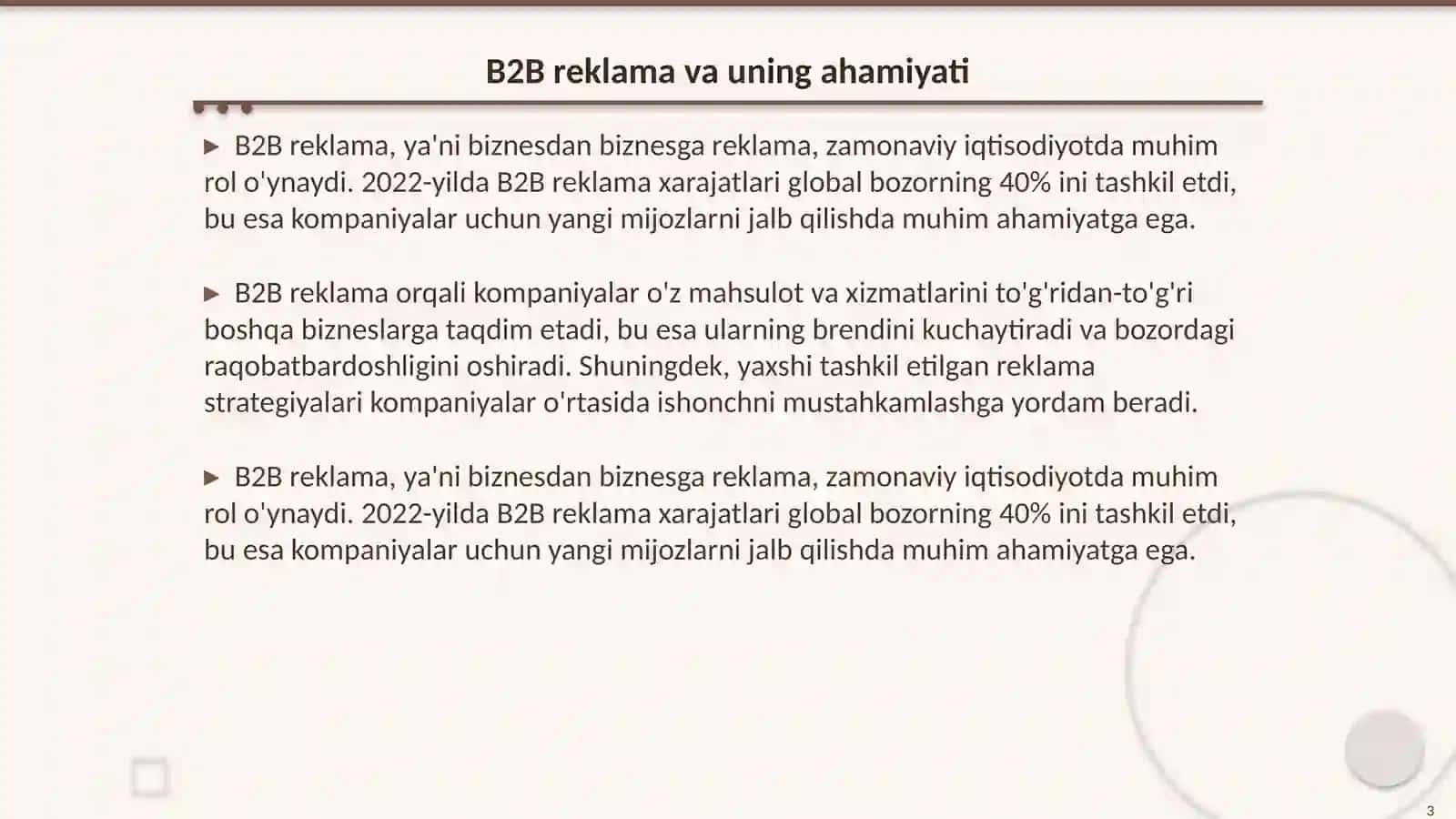 Zamonaviy B2B bozorida reklama samaradorligini ta'minlash yo'nalishlari 3