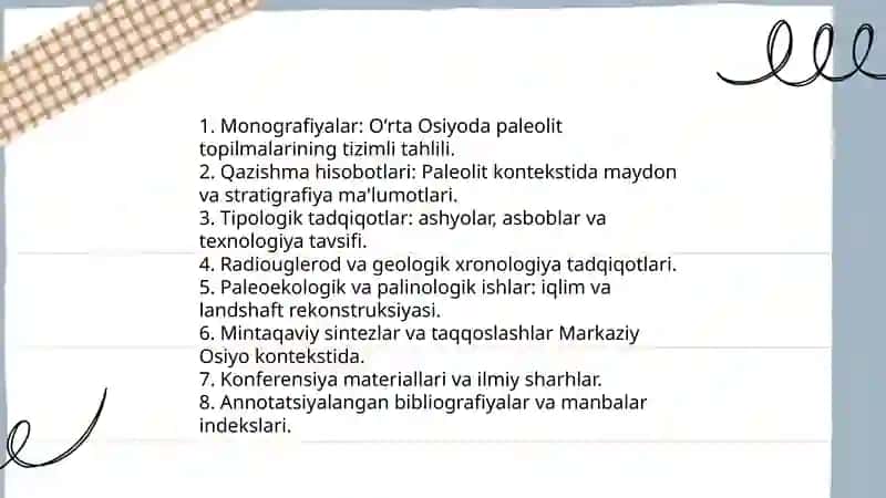 Oʻrta Osiyoning ibtidoiy davri tarixiga oid adabiyotlar bibliografiyasi roʻyxatini tuzish 3