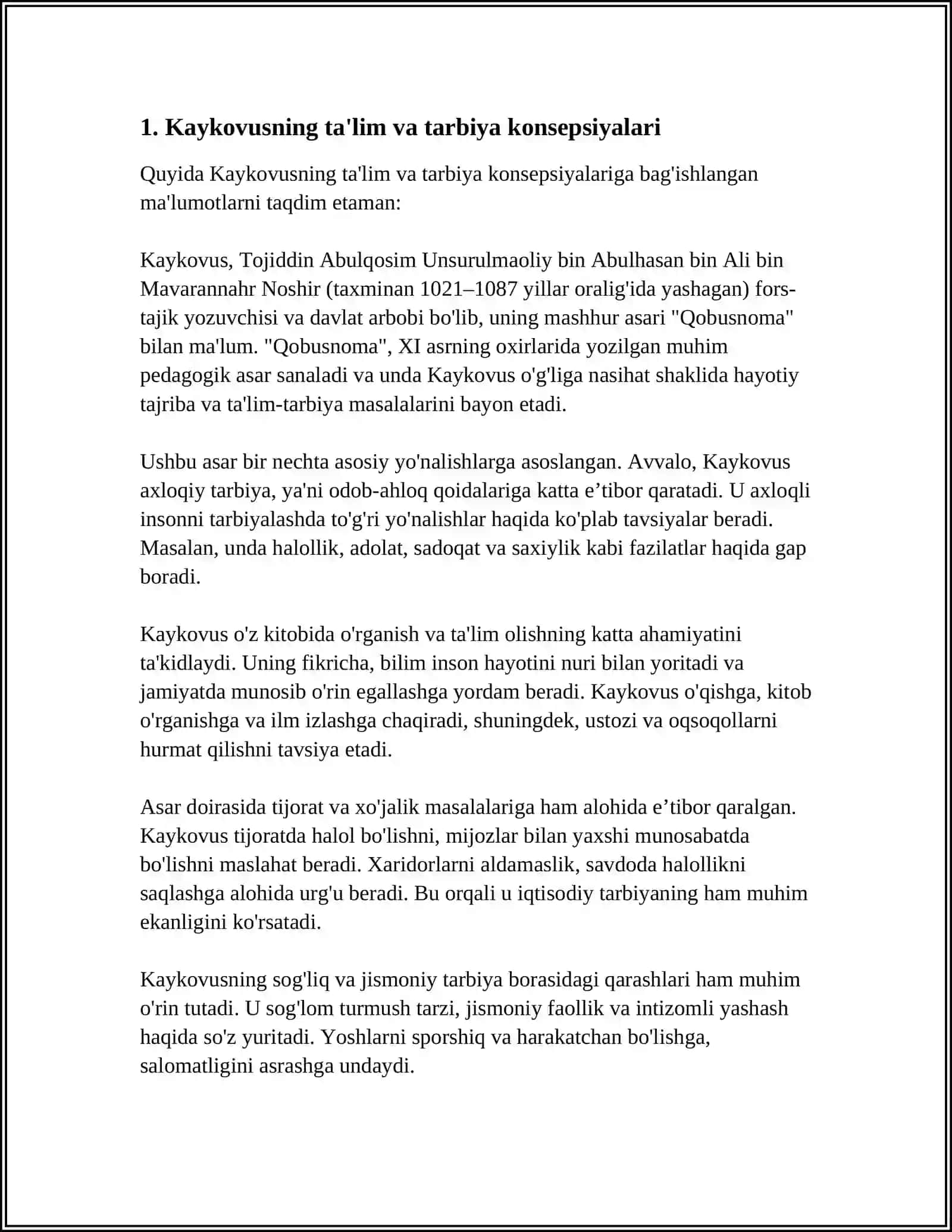 KAYKOVUSNING YOSHLAR TARBIYASIGA OID FIKRLARINI HOZIRGI DAVT TA'LIM TARBIYASIGA UZVIY BOG'LIQ JIHATLARI 3