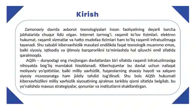 Kiberxavfsizlik siyosati. AQSH yondashuvi 3