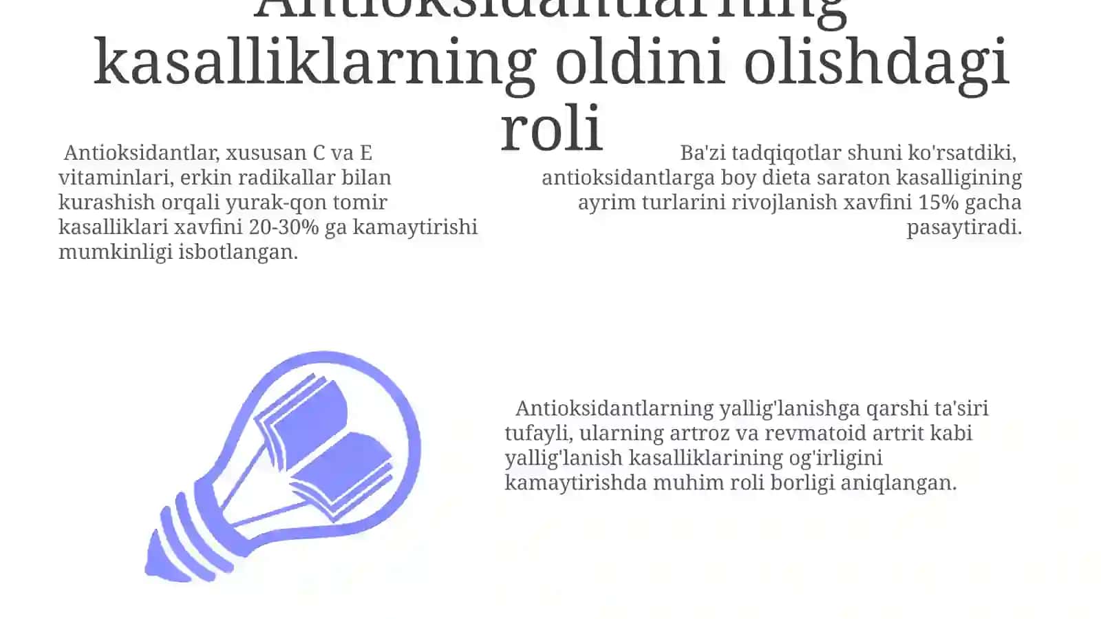 Tabiiy va Sun'iy antioksidlovchilar, ularning ta'sir qilish mehanizimi 3
