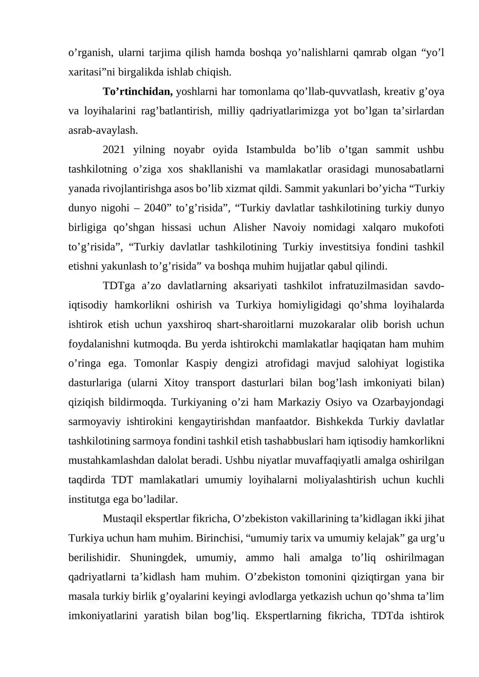 O‘zbekistonning Turkiy davlatlar tashkilotiga (TDT) a’zo mamlakatlar bilan umumiy tovar aylanmasi 3