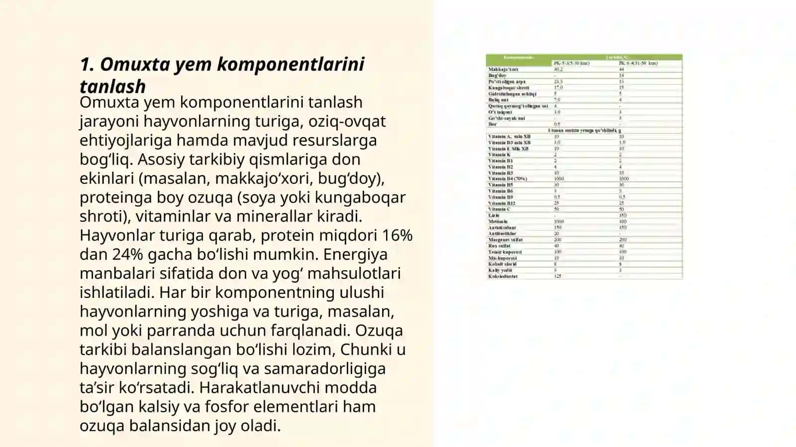 Omuxta yem komponentlarini dozatorlarda meyorlash va aralashtirish 3