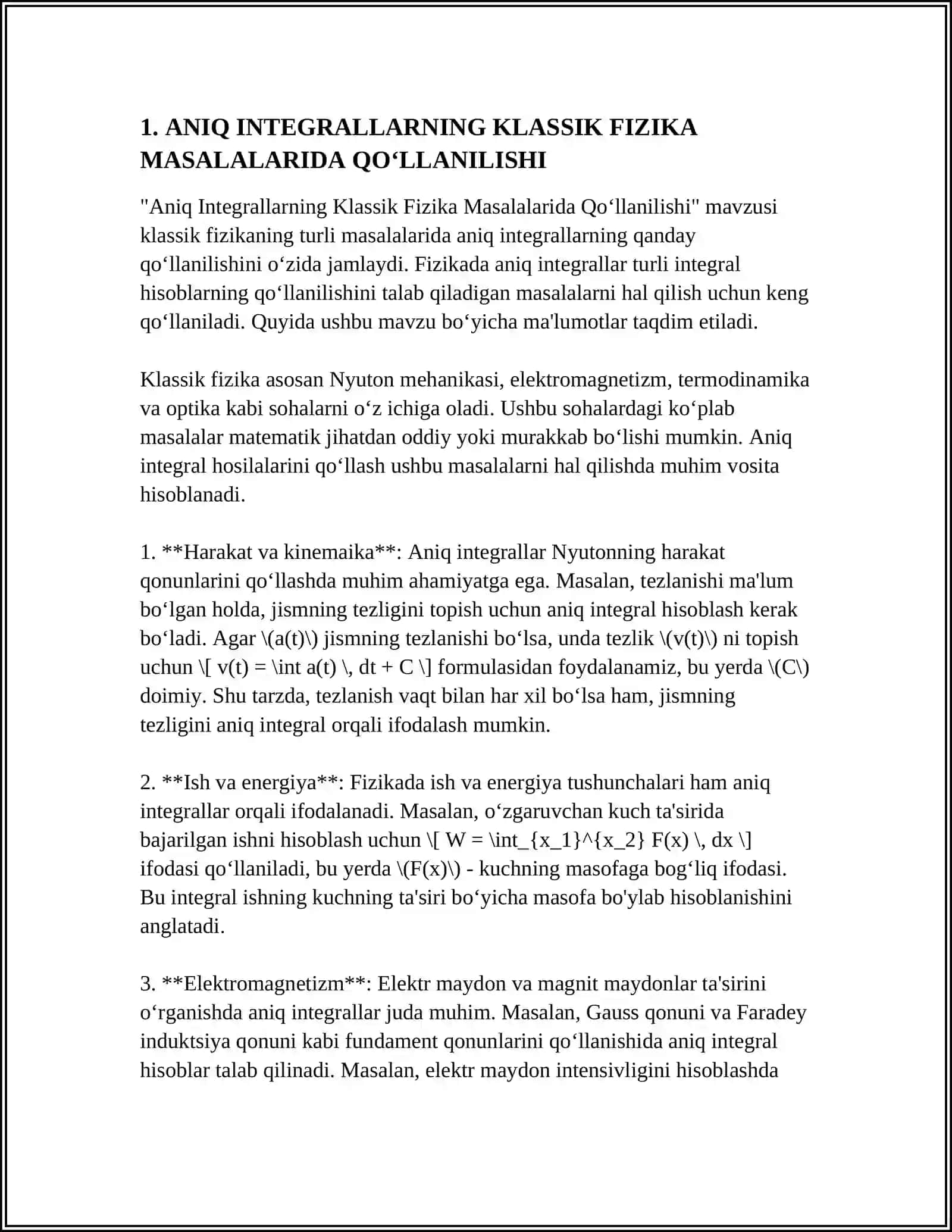 ANIQ INTEGRALNING FIZIKA MASALALARIGA TATBIQI 3