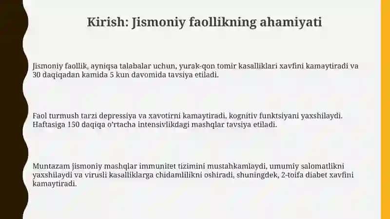Talabalar uchun jismoniy faollikning sog‘lomlashtiruvchi ta'siri 3