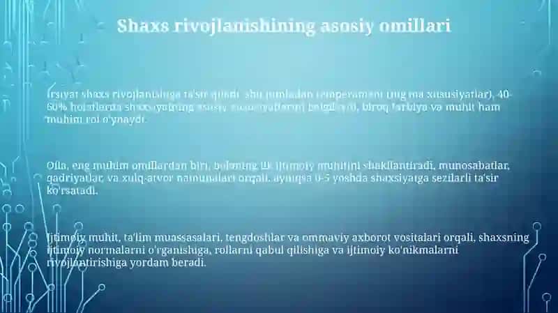 Shaxsning rivojlanishi, tarbiyasi va ijtimoiy o'sishi 3