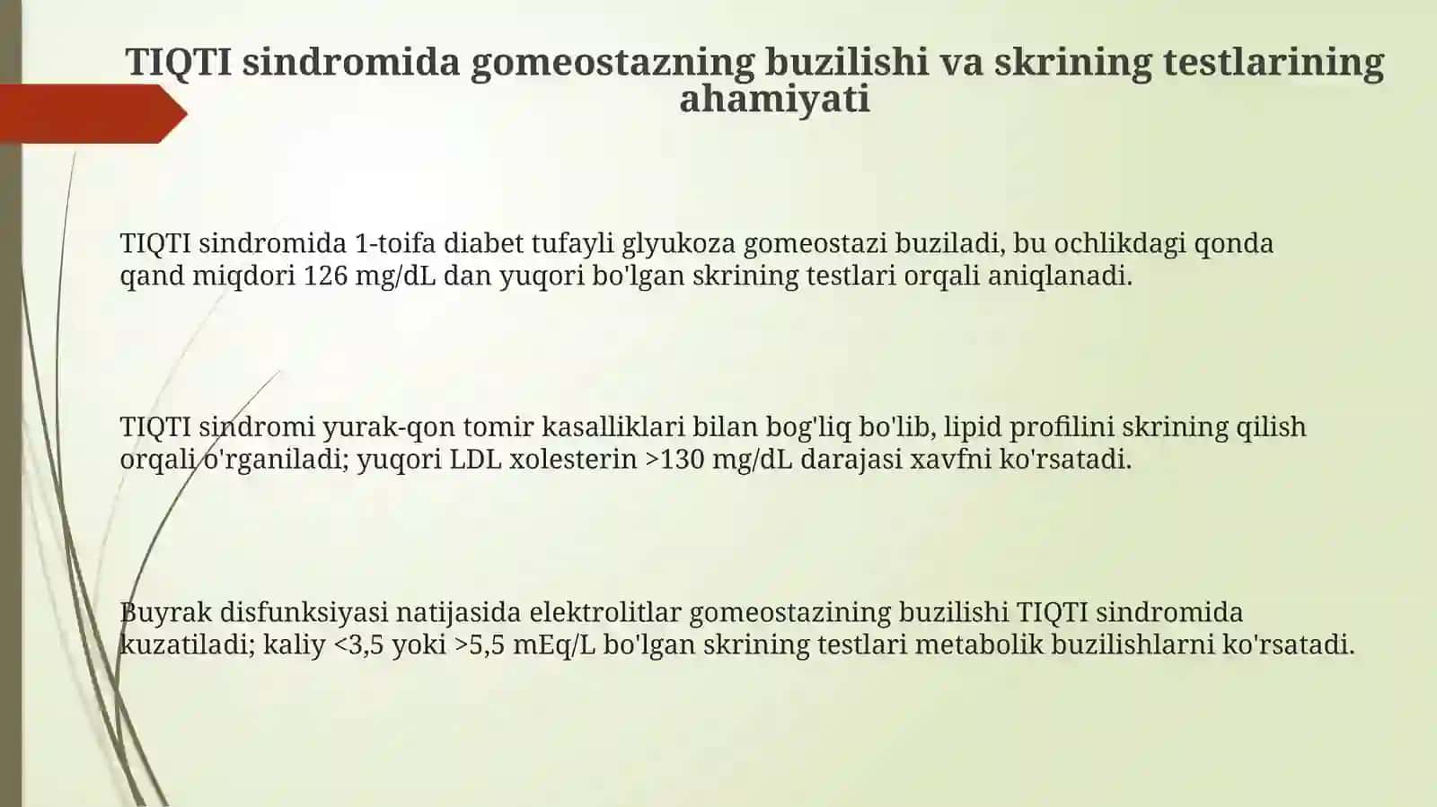 Gomeastaz sistemasining sikrin testlari va ularning TIQTI sindromida 3